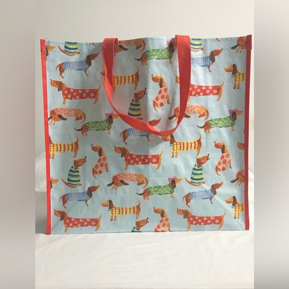 Marshall Tote Reusable shopping bag doggies graphic blue. - Picture 1 of 4